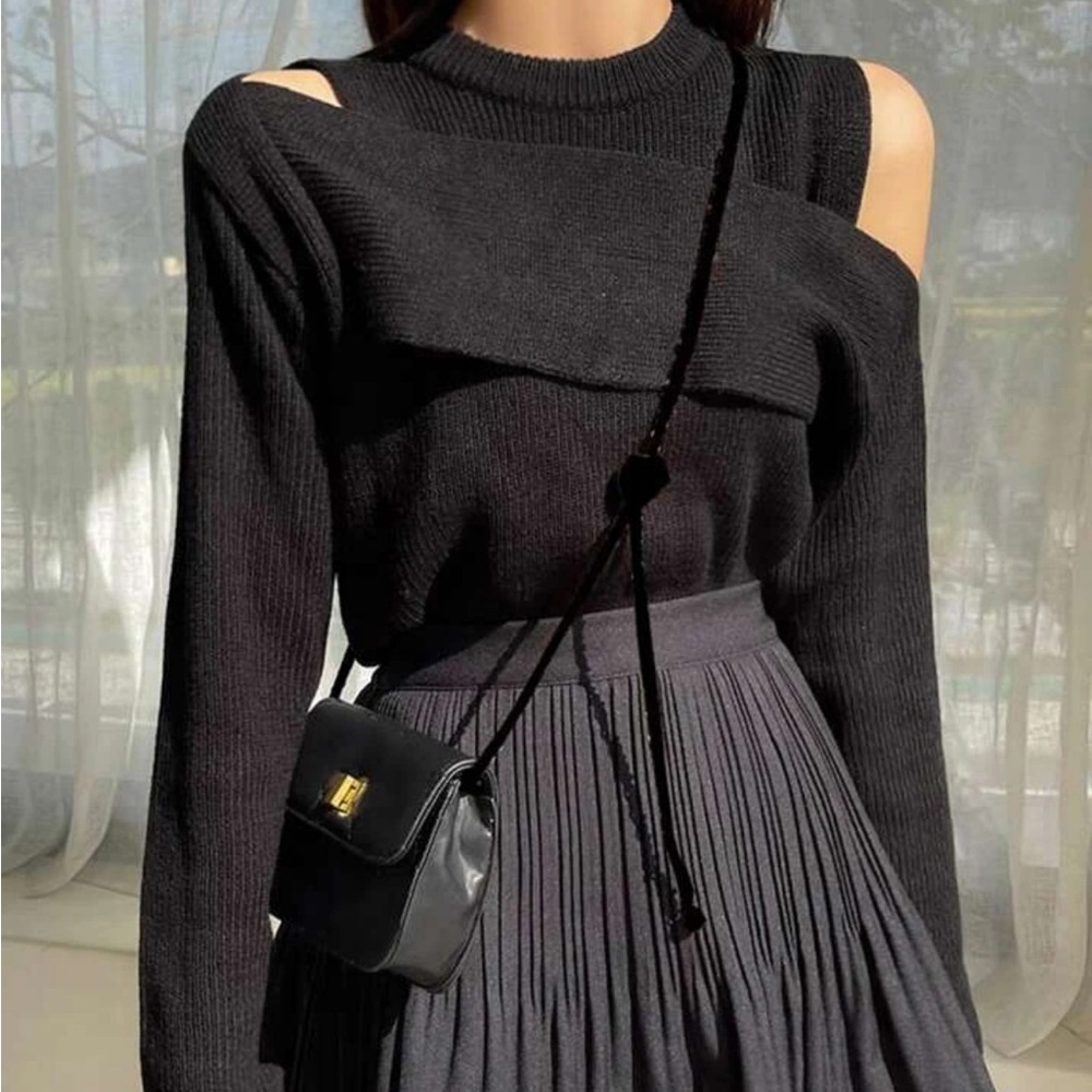 Shein DAZY Cut Out Ribbed Knit Sweater